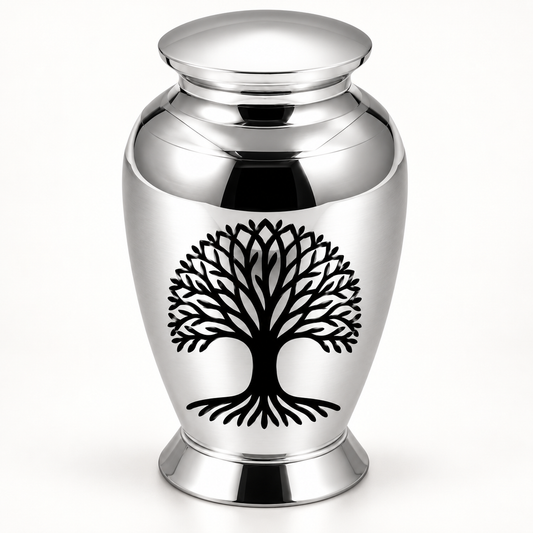 Silver-Tone Tree of Life Cremation Urn for Ashes