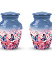 Classic blue butterfly urn for ashes, large size Urn.