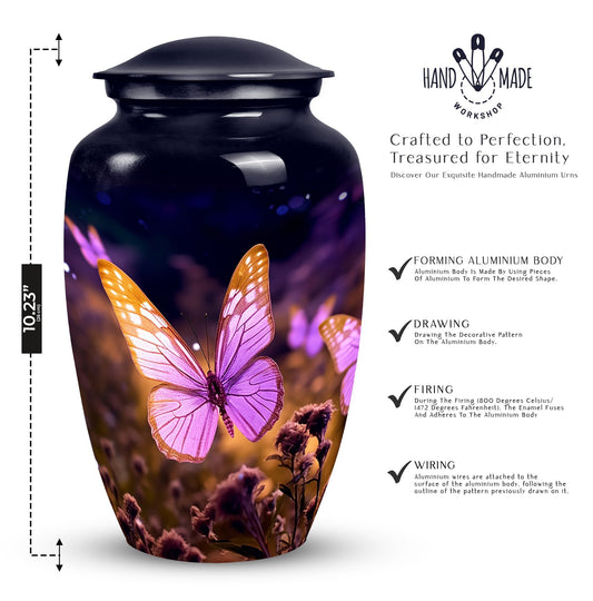 Classic pink butterfly cremation urn.
