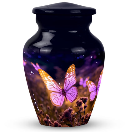 Classic pink butterfly cremation urn.