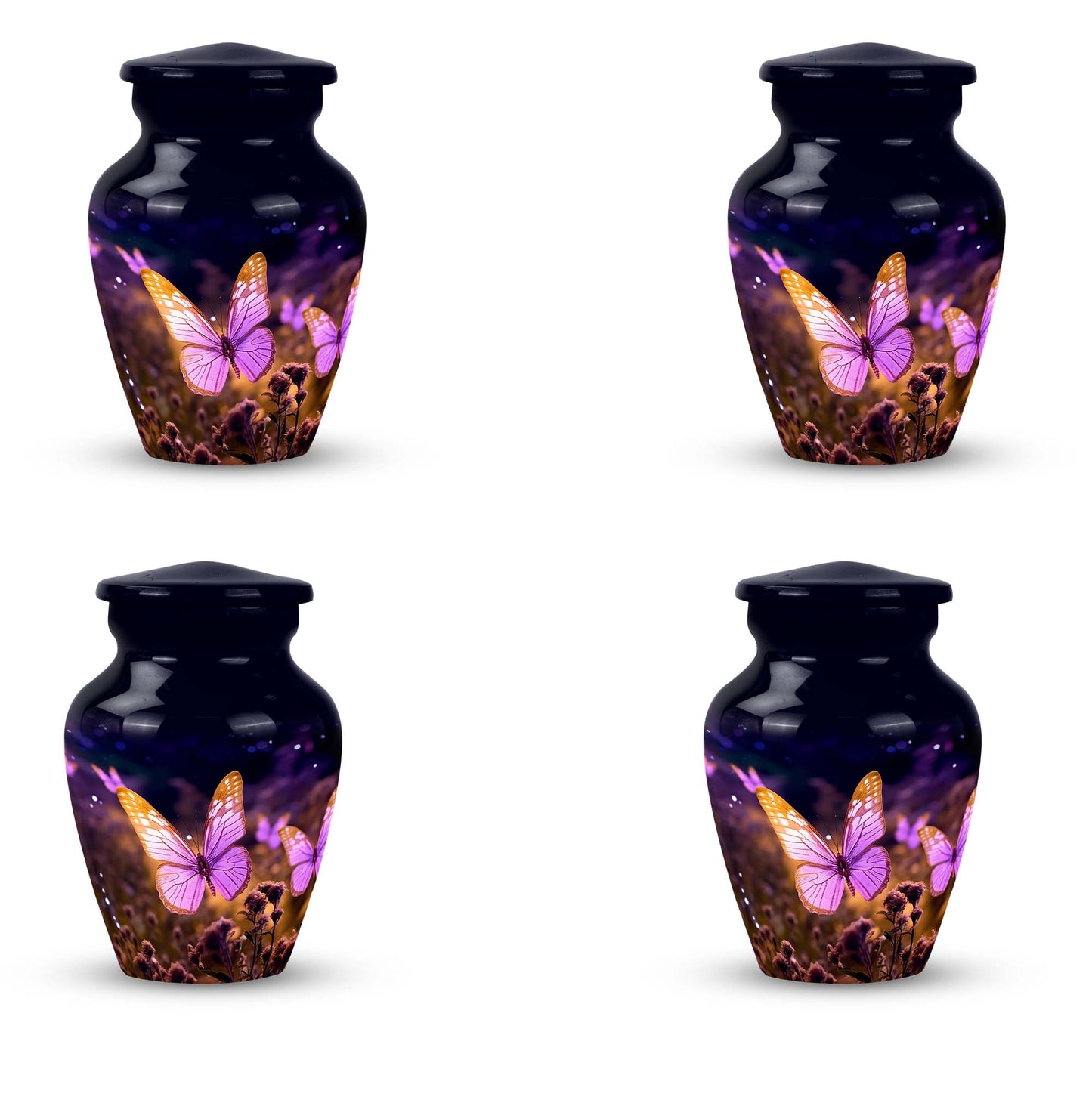 Classic pink butterfly cremation urn.