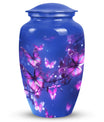 Purple Butterfly Memorial Urn made of Aluminium for Ashes.