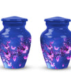 Purple Butterfly Memorial Urn made of Aluminium for Ashes.