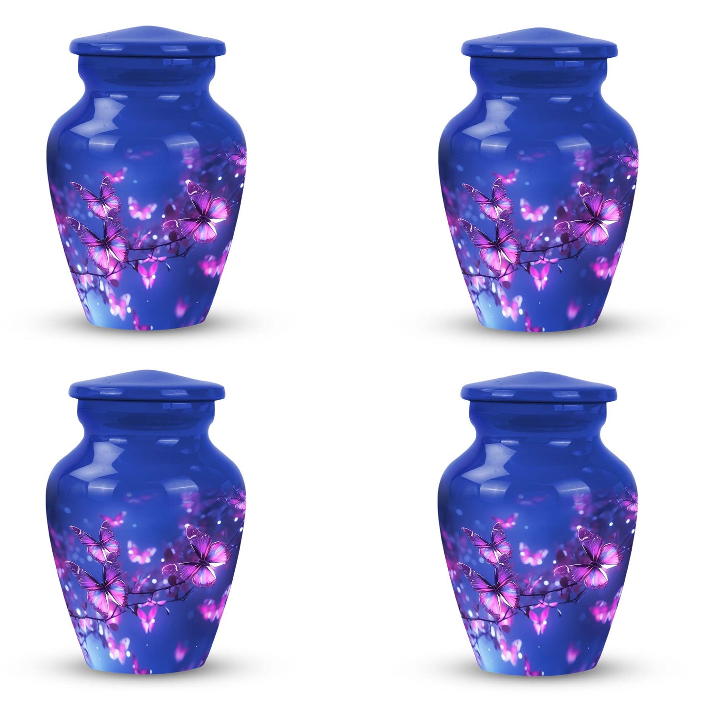 Purple Butterfly Memorial Urn made of Aluminium for Ashes.