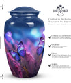 Classic purple butterfly urn for human ashes.