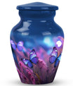 Classic purple butterfly urn for human ashes.