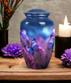 Classic purple butterfly urn for human ashes.