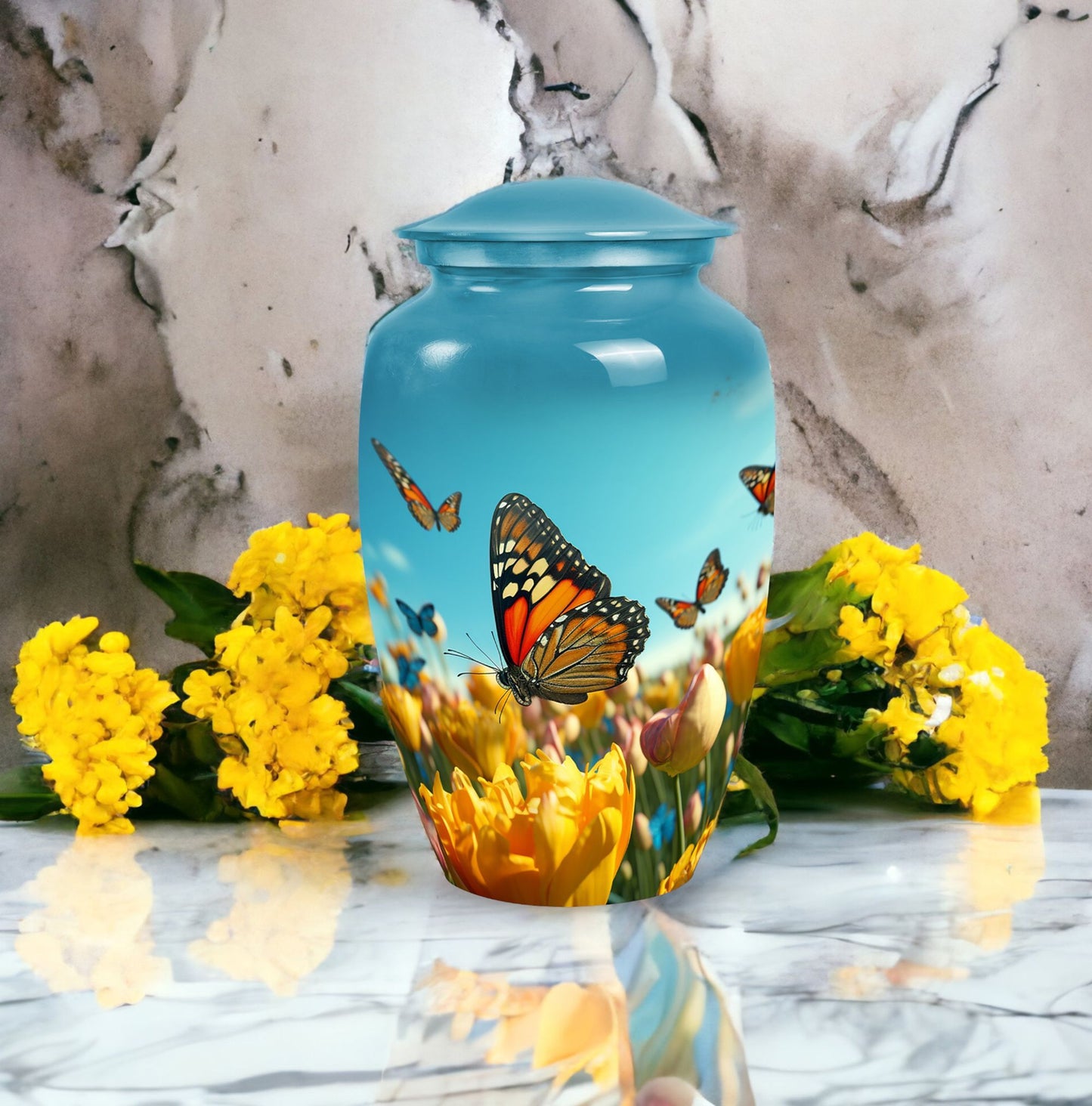 3 Inch Classic Monarch Butterflies Cremation Urn for Ashes