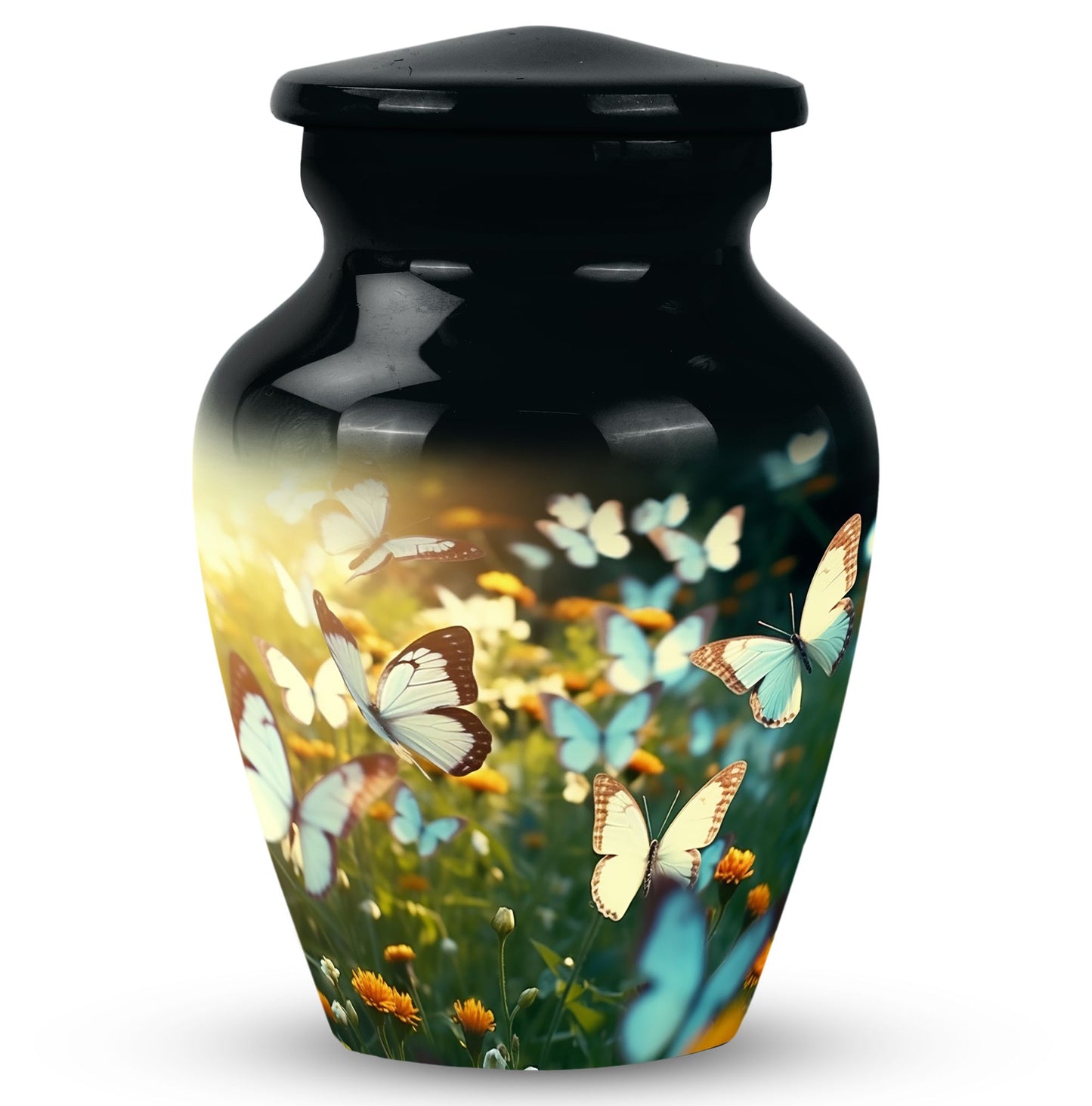 Butterflies Memorial Urn Aluminium Classic Design.
