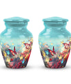 Colorful Butterflies Classic Urn for Human Ashes with Velvet Pouch