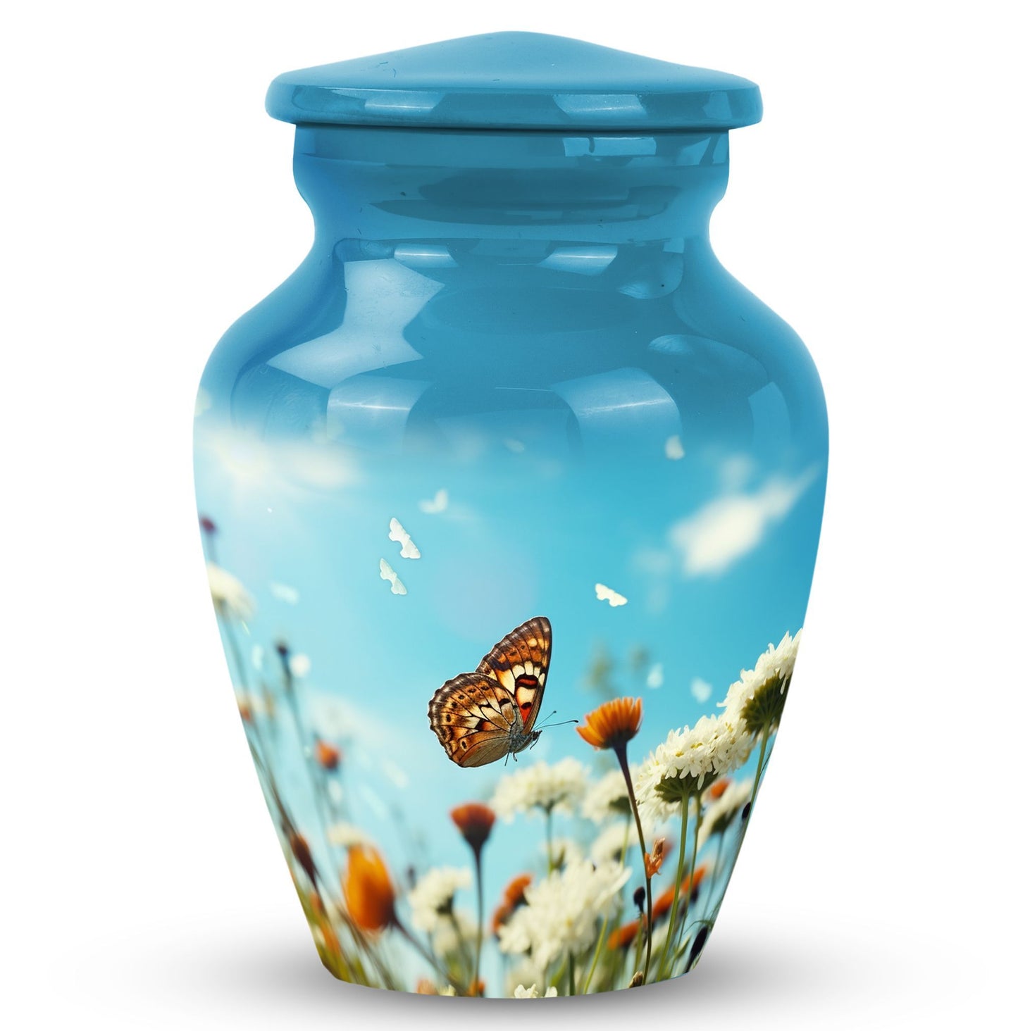 Classic 3-inch aluminium cremation urn for ashes.