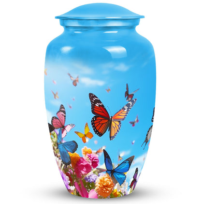 Colorful Butterfly-designed Custom Urn, 3 Inch Classic Memorial Urn made of Aluminium