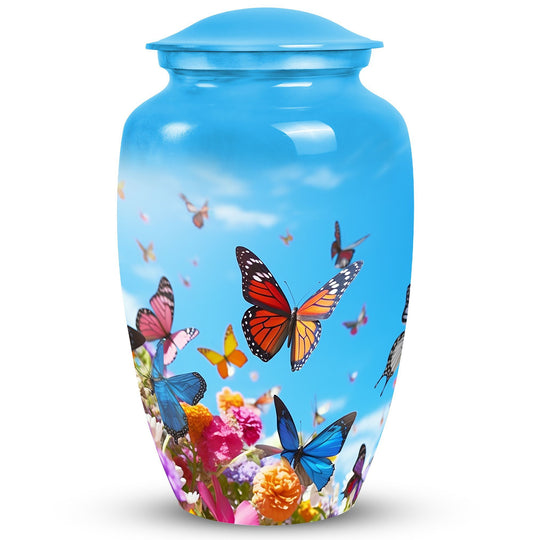 Colorful Butterfly-designed Custom Urn, 3 Inch Classic Memorial Urn made of Aluminium