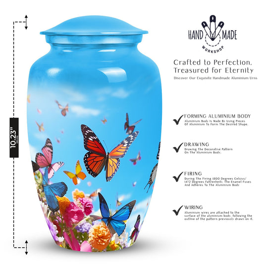 Colorful Butterfly-designed Custom Urn, 3 Inch Classic Memorial Urn made of Aluminium