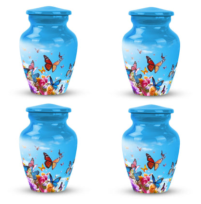Colorful Butterfly-designed Custom Urn, 3 Inch Classic Memorial Urn made of Aluminium
