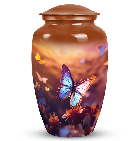 Blue Butterflies Cremation Urn for Cremated Human ashes