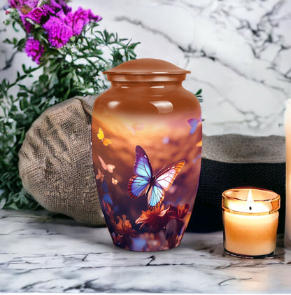 Blue Butterflies Cremation Urn for Cremated Human ashes