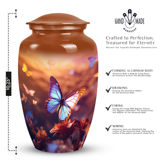 Blue Butterflies Cremation Urn for Cremated Human ashes