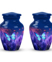 Classic purple butterflies urn for ashes.