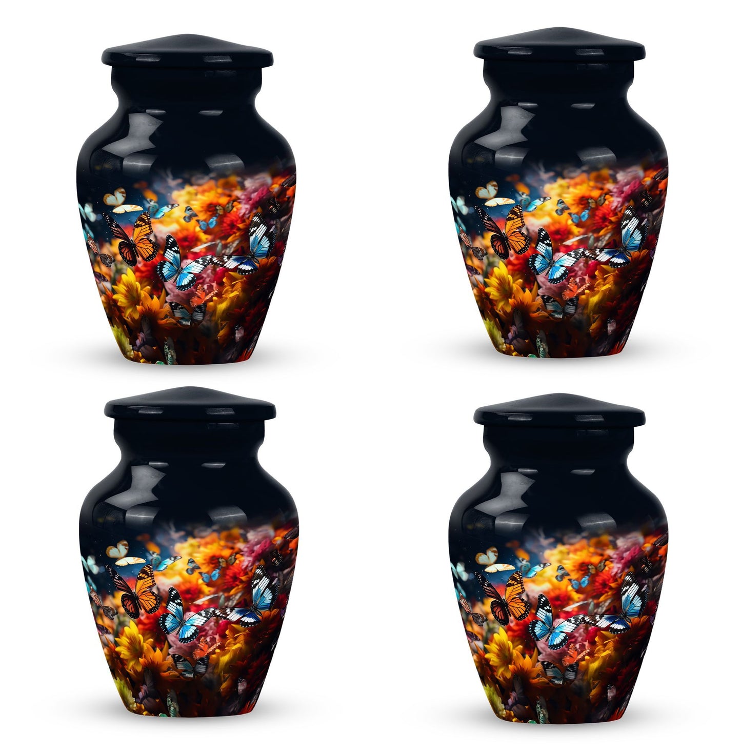 colorful butterflies cremation urn for human ashes.