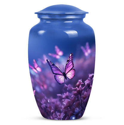 purple butterflies aluminum urn for human ashes