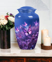 purple butterflies aluminum urn for human ashes