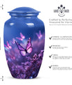 purple butterflies aluminum urn for human ashes
