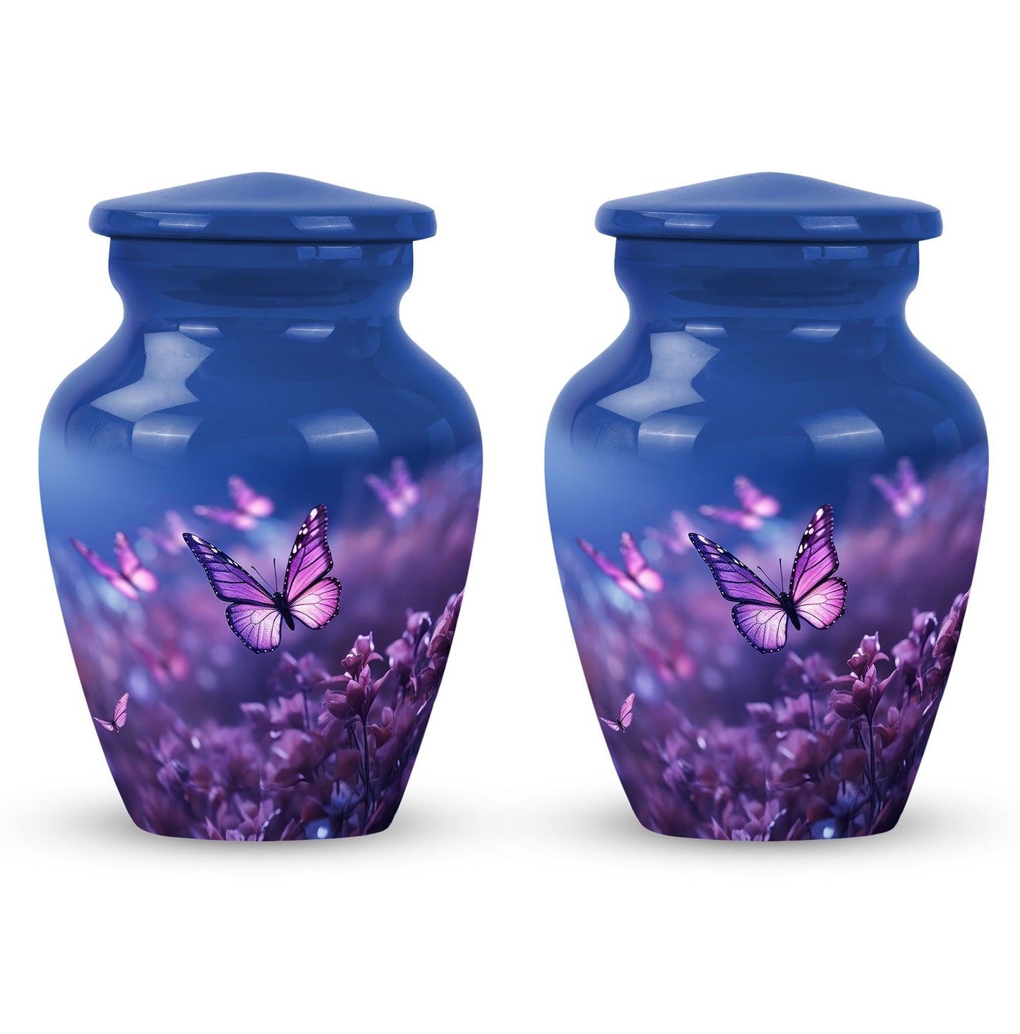 purple butterflies aluminum urn for human ashes