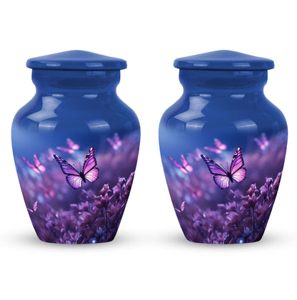 purple butterflies aluminum urn for human ashes