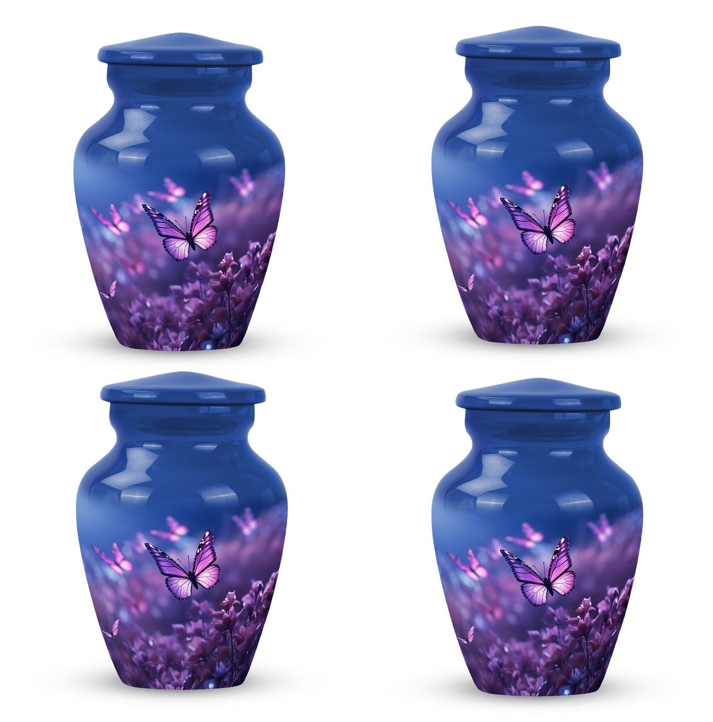 purple butterflies aluminum urn for human ashes