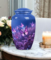 purple butterflies aluminum urn for human ashes