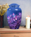 purple butterflies aluminum urn for human ashes