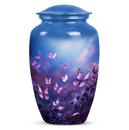 Classic Urn, Personalized Purple Butterflies Cremation Urn.