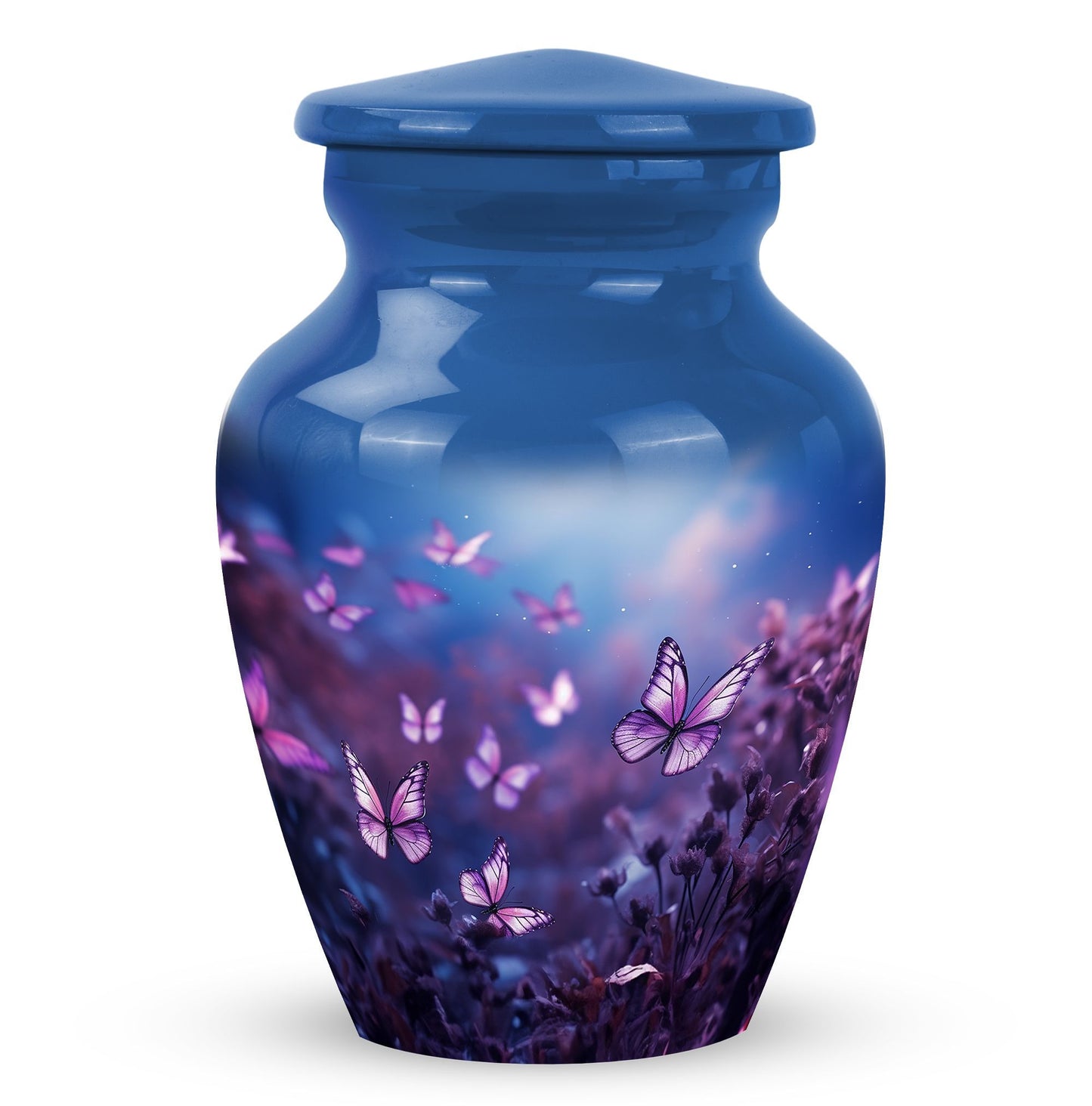 Classic Urn, Personalized Purple Butterflies Cremation Urn.
