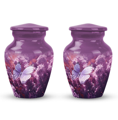 purple butterflies urn, large aluminium urn for ashes