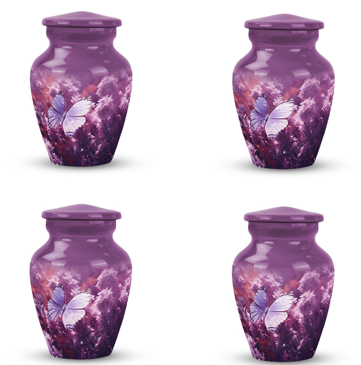 purple butterflies urn, large aluminium urn for ashes