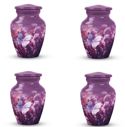 purple butterflies urn, large aluminium urn for ashes