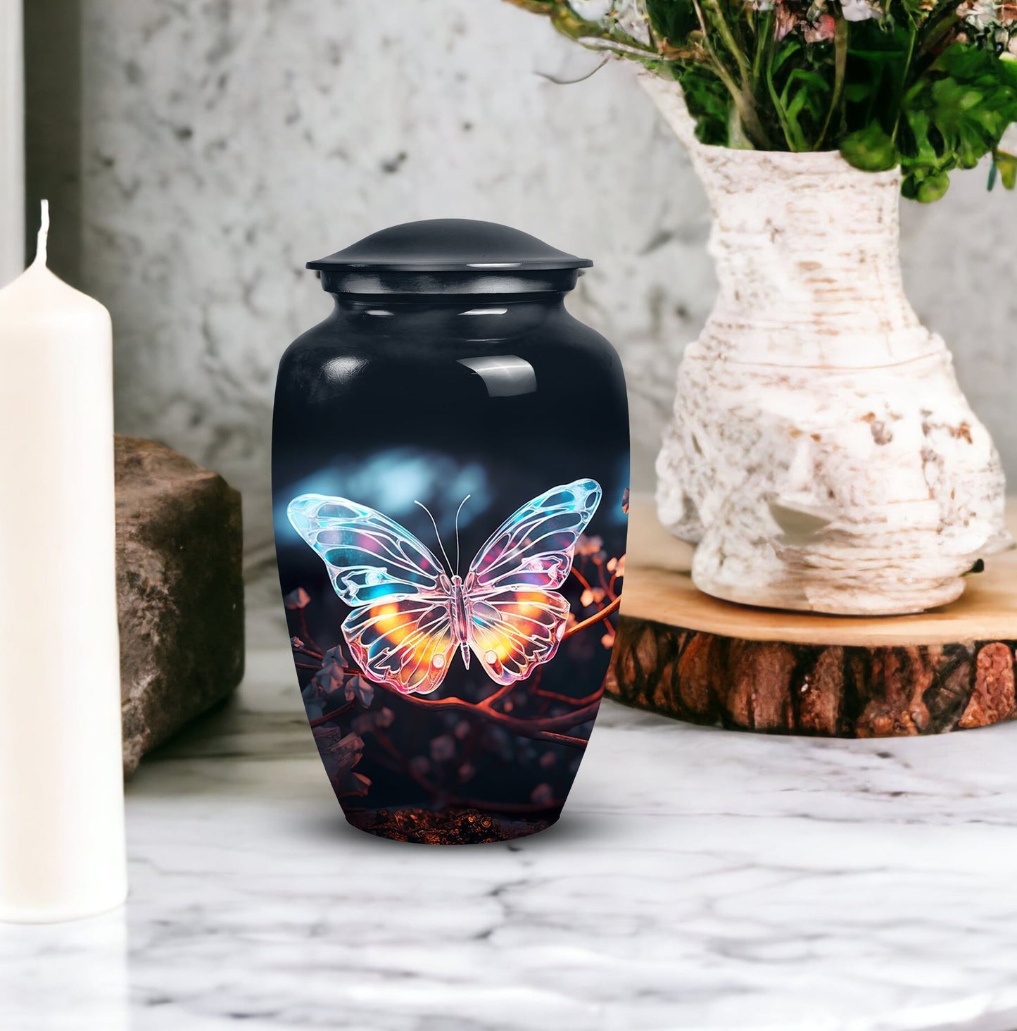 Magical Butterfly Cremation Urn in Aluminium for adult ashes