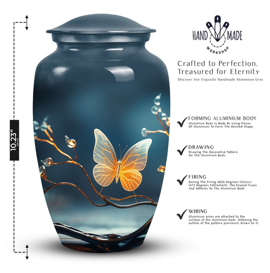 Magical Glowing Butterfly Memorial Urn, 3-inch Urn.