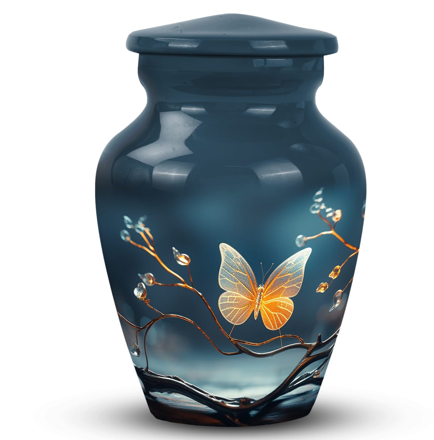 Magical Glowing Butterfly Memorial Urn, 3-inch Urn.