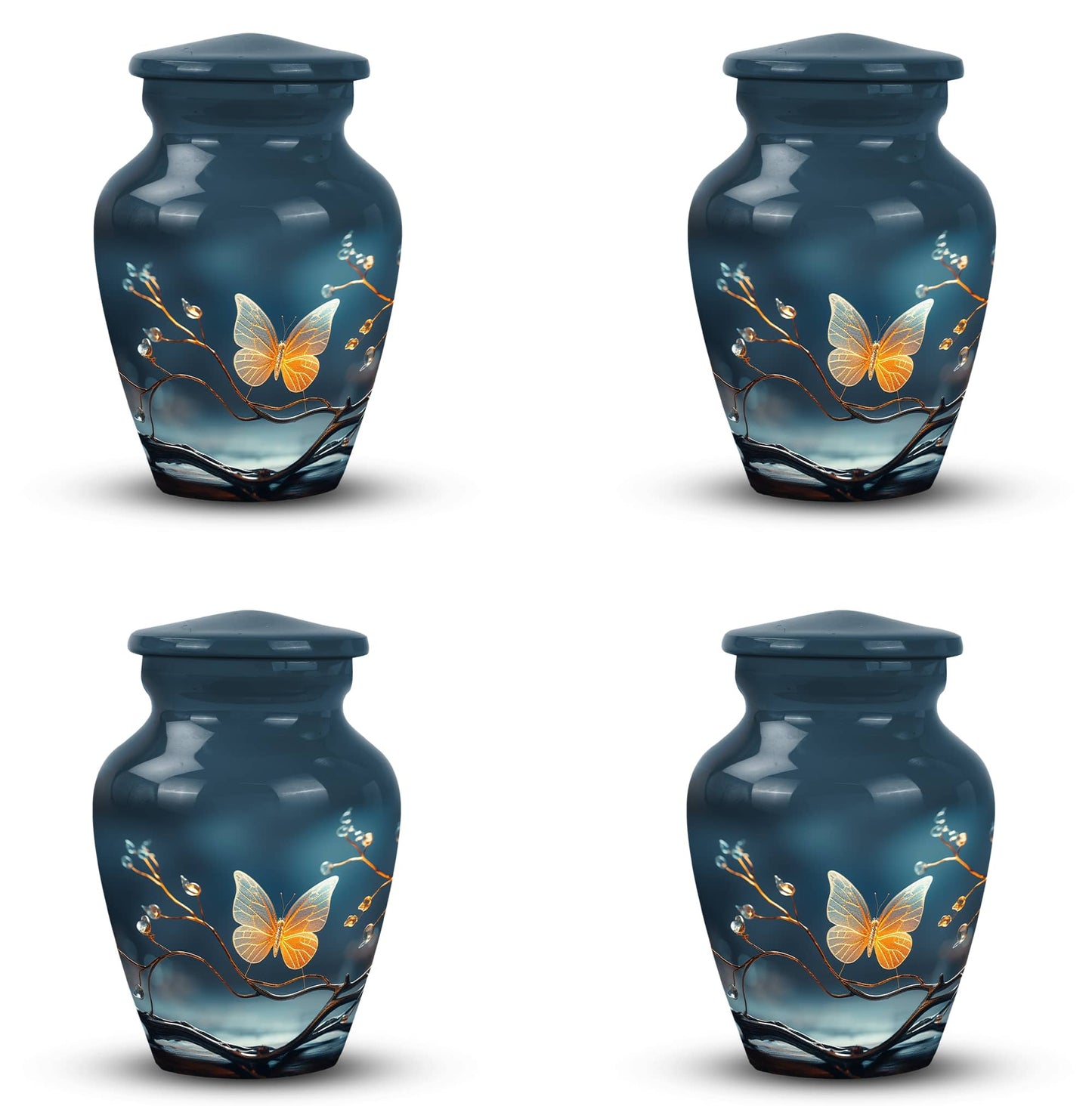 Magical Glowing Butterfly Memorial Urn, 3-inch Urn.