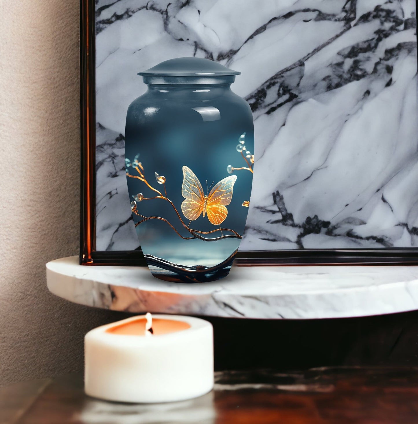 Magical Glowing Butterfly Memorial Urn, 3-inch Urn.
