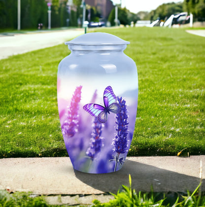 Large Purple Butterfly Urn for Ashes with Personalised.