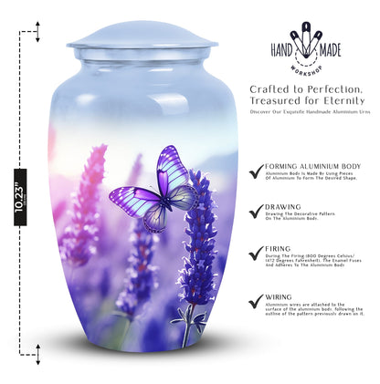 Large Purple Butterfly Urn for Ashes with Personalised.