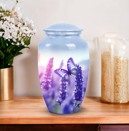 Large Purple Butterfly Urn for Ashes with Personalised.