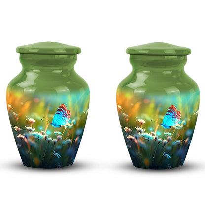 Customizable Butterfly in Meadow Urn for Human Ashes
