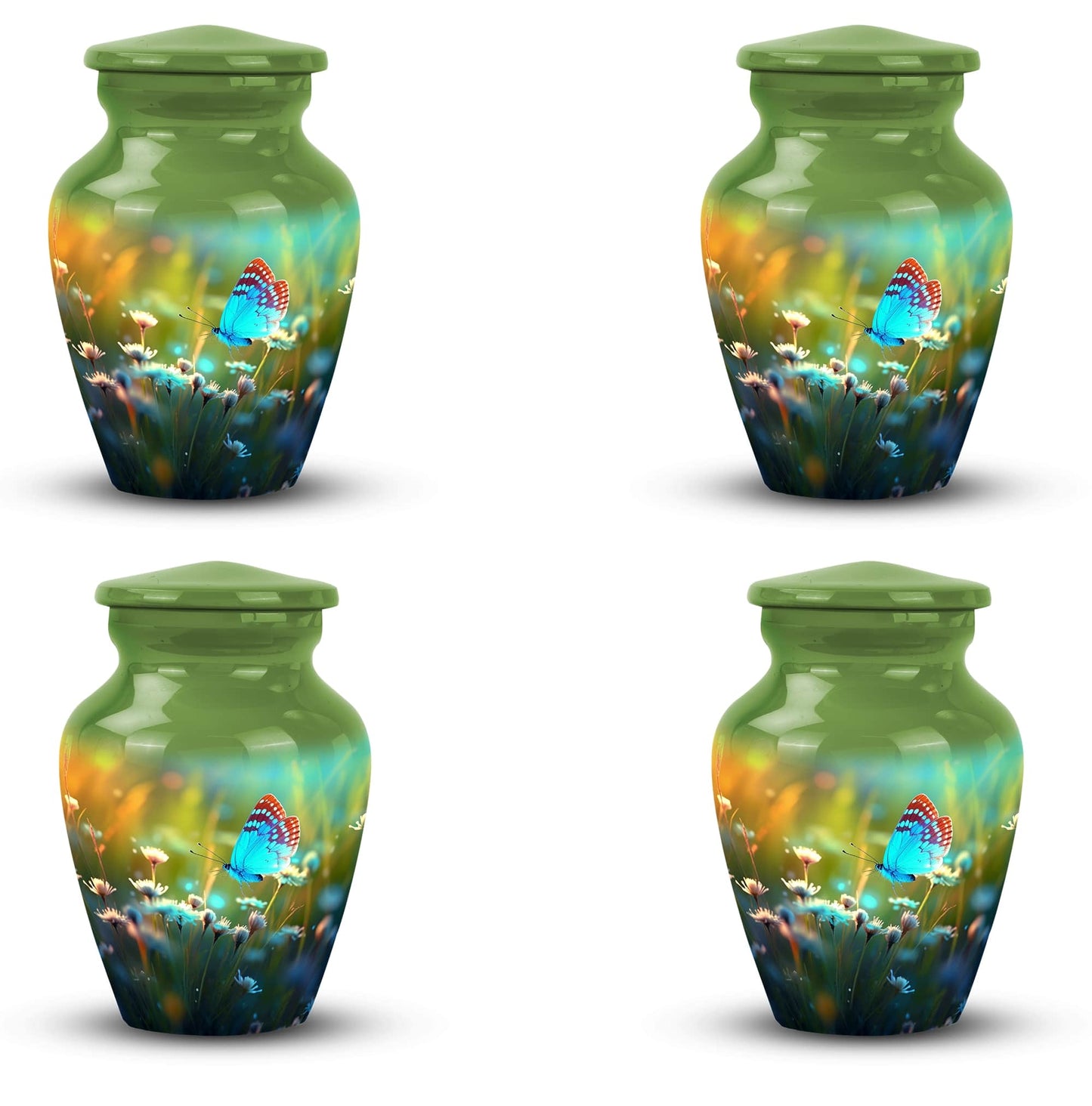 Customizable Butterfly in Meadow Urn for Human Ashes
