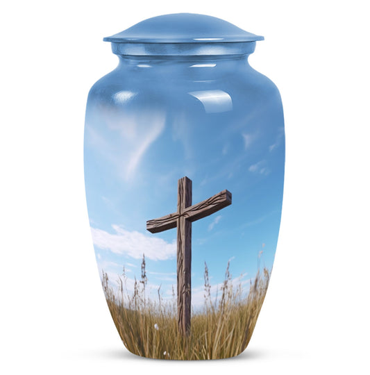 3 Inch Large Christ Urn in blue sky design