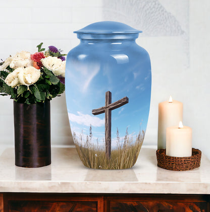 3 Inch Large Christ Urn in blue sky design