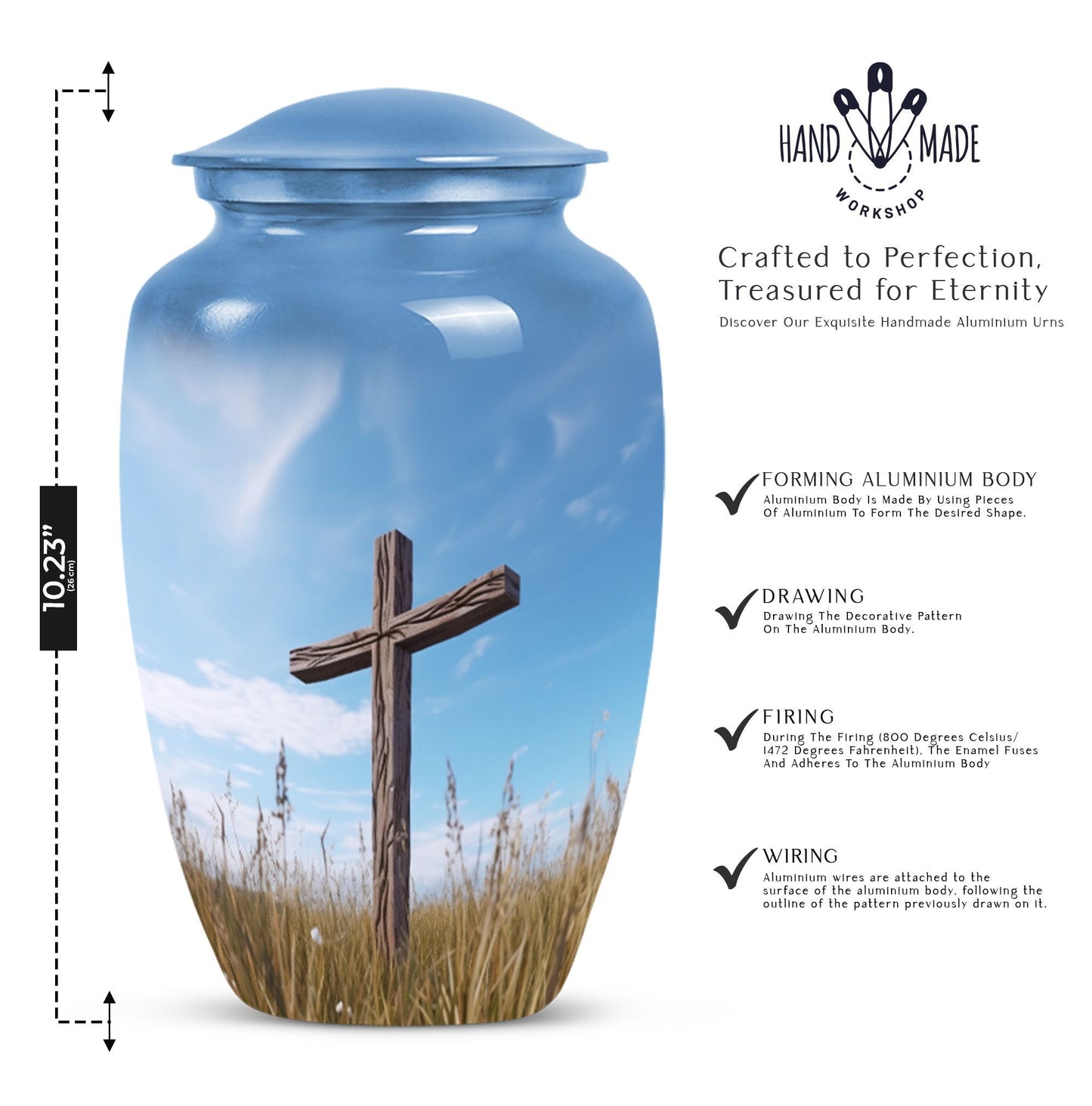 3 Inch Large Christ Urn in blue sky design